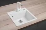 Granitový dřez bez odkapu DG00C50wh Cubis BÍLÝ