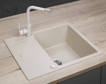 Granitový dřez s odkapem DG05C45be Cubis BÉŽOVÝ