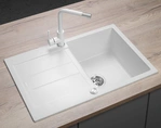 Granitový dřez s odkapem DG10C45wh Cubis BÍLÝ