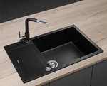 Granitový dřez s odkapem DG05L60bc Linea ČERNÝ