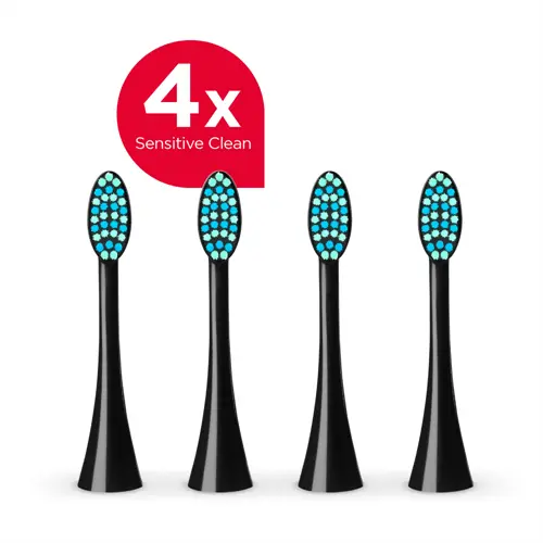 ZK0073 Náhradní hlavice k zubním kartáčkům PERFECT SMILE ZK701x, Sensitive Clean, 4 ks, černé